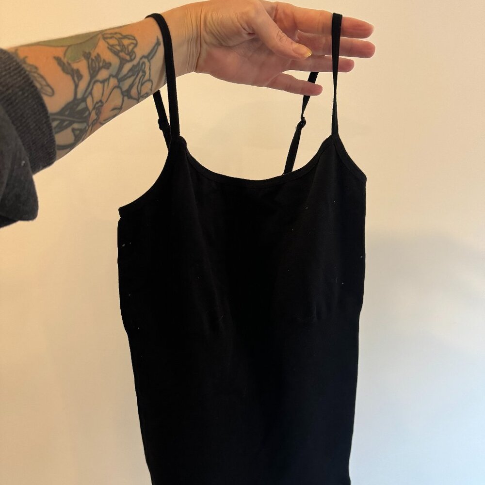 Black Tummy Control Spaghetti Strap Tank Top